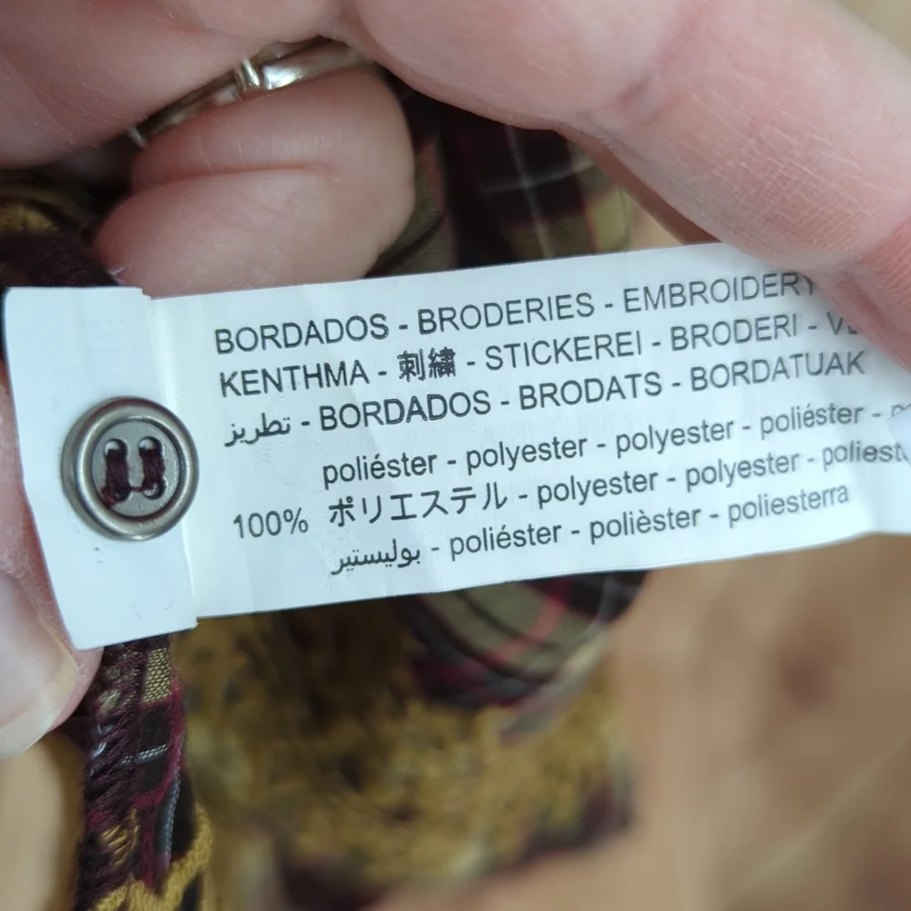 ZARA NWOT Brown Plaid Mini Dress With Pom Poms - Picture 7 of 10